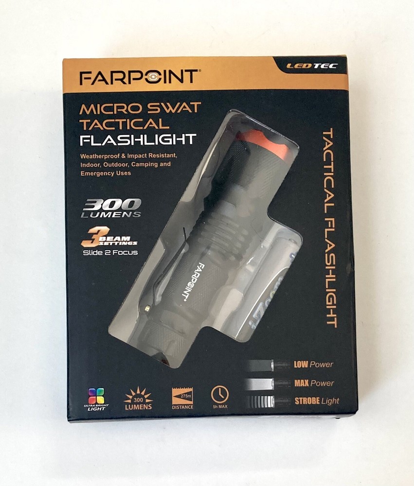New Farpoint Micro Swat Tactical  Flashlight 300 Lumens  LED Flashlight