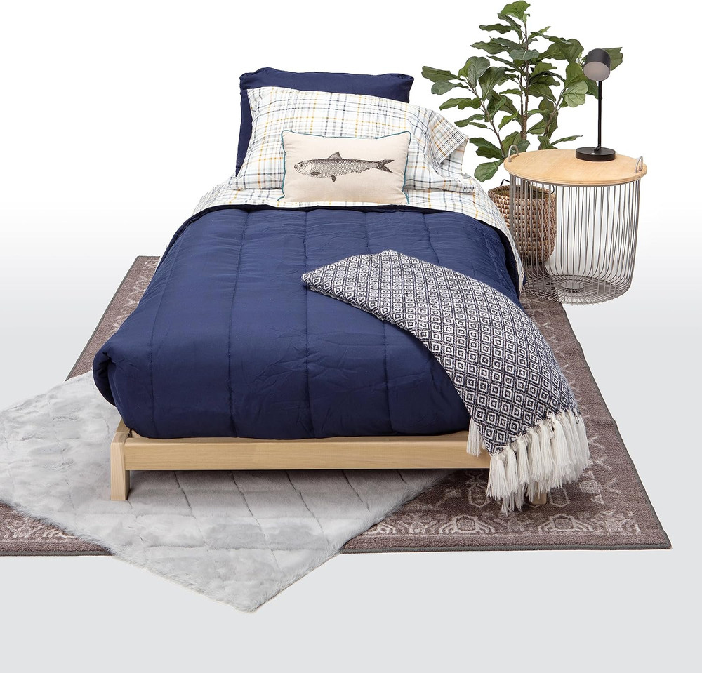 Transitional Solid Wood Twin Platform Bed in Rich Brown Finish