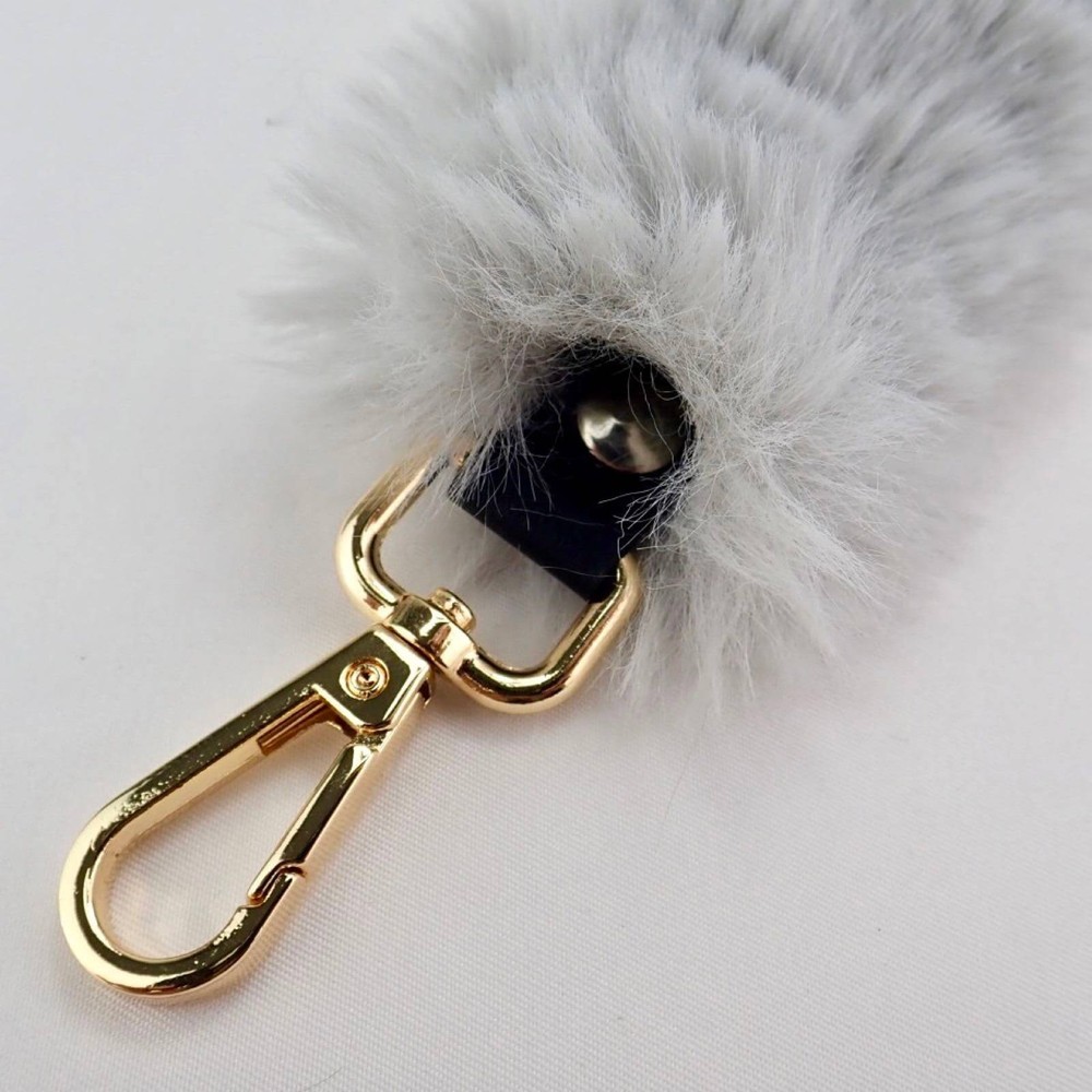 Fur Handle (Light Gray) - Cotton Raffia