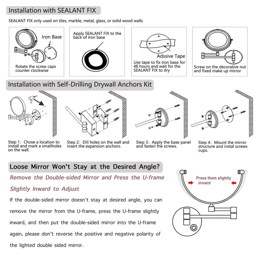 5X Wall Mount Magnifying Mirror with Light, Hardwired Brighter LED Bathroom V...