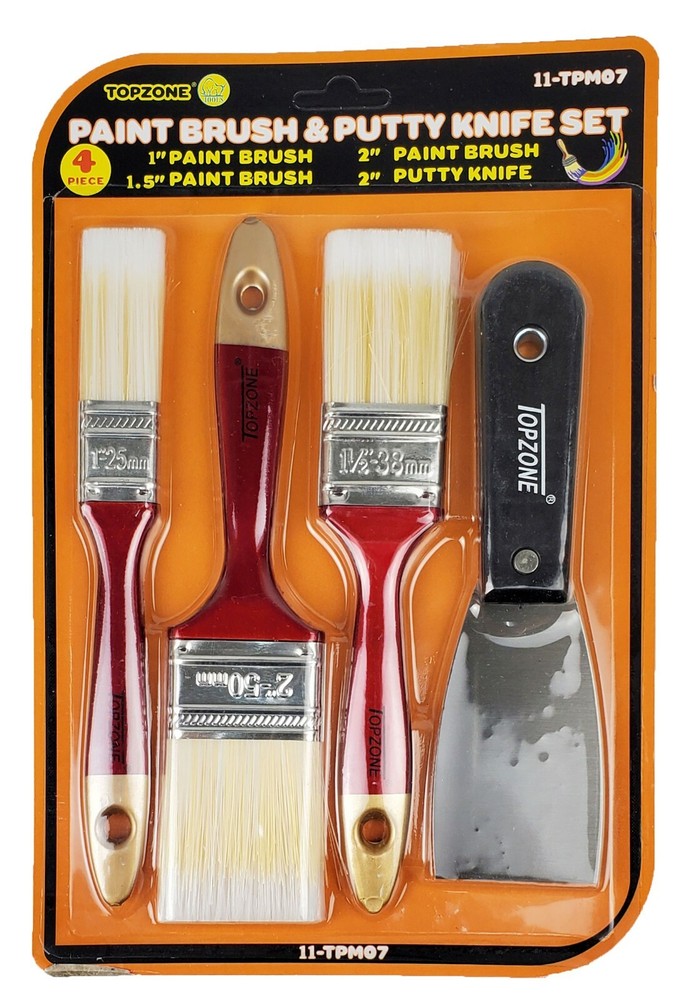 4 Pieces Paint Brushes & Putty KnifeCutter Set