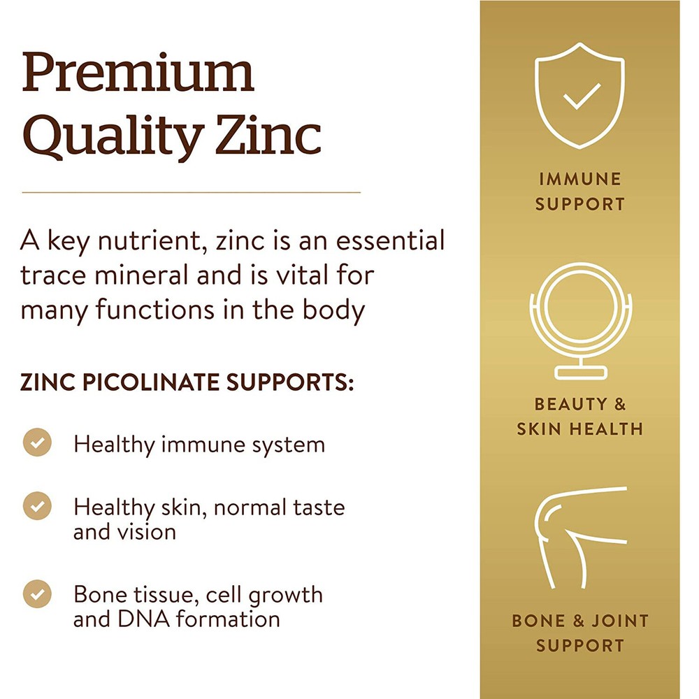 Solgar Zinc Picolinate 22 mg, 100 Vegan Tablets