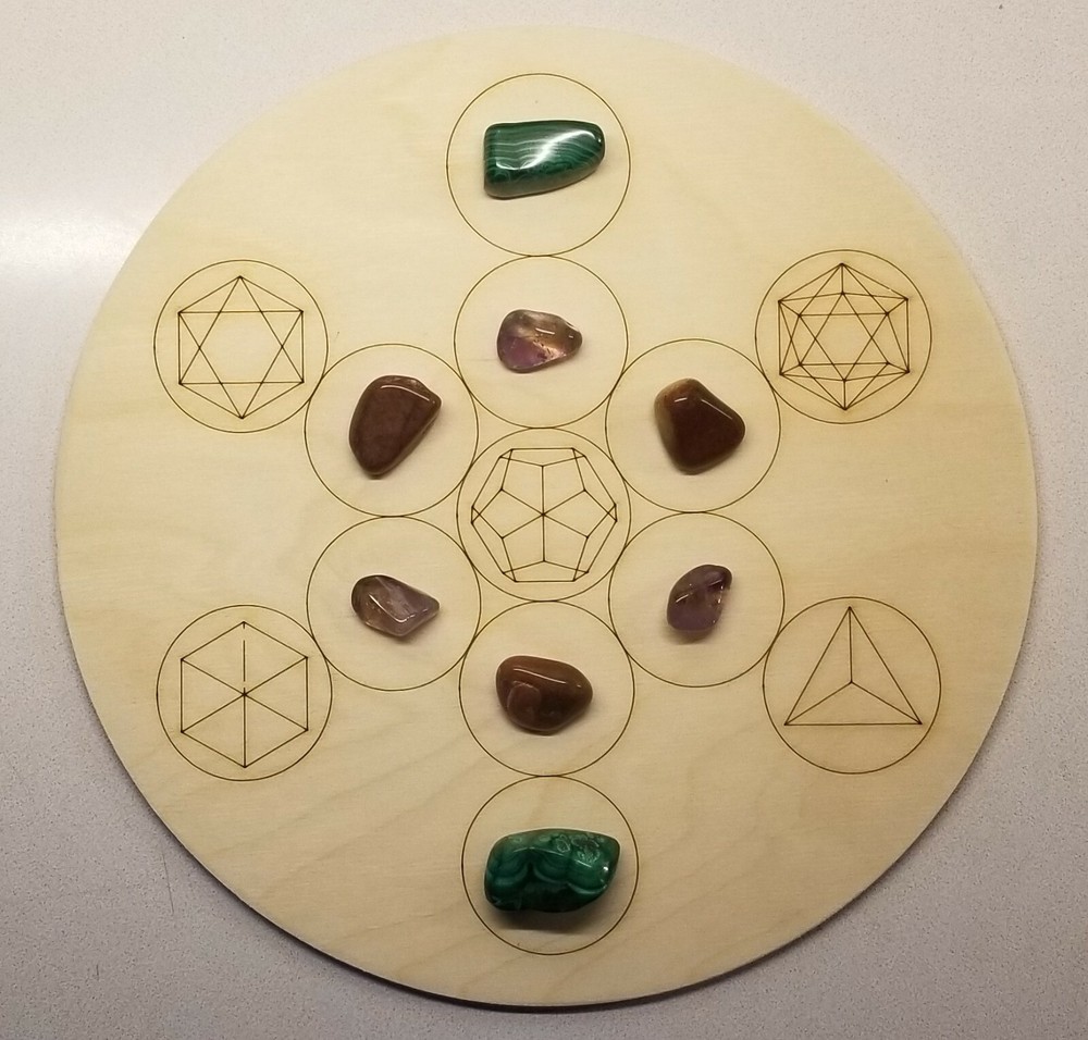 Fruit of Life Grid with Elements -- Platonic Solids