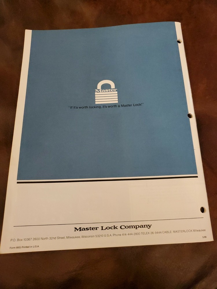 Master Padlocks And Security Products Catalog 85G, 1985