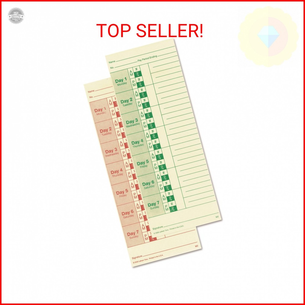 Lathem Weekly Time Cards, Double-Sided, for Lathem Model 2121/Side-Print Time Cl