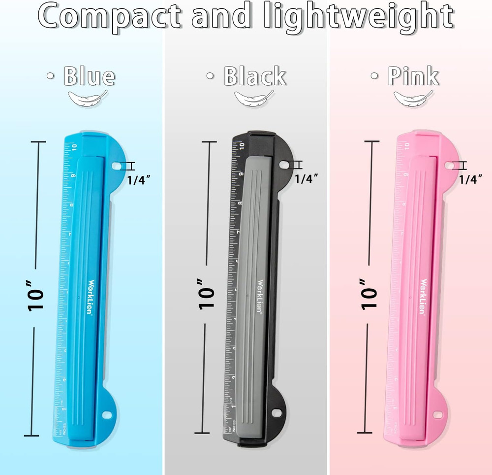 3 Ring Hole Punch for Binder, Portable Puncher, Office Assistant, Black
