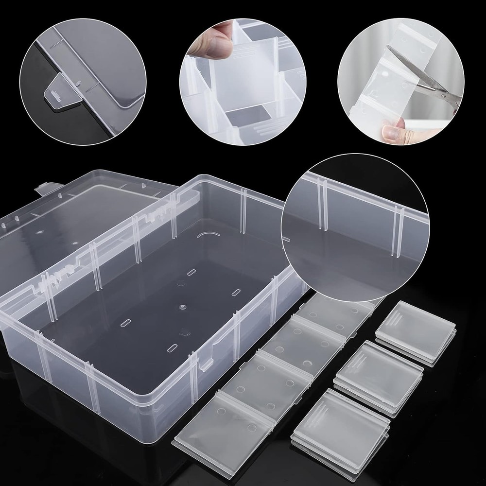 15 Large Grids Plastic Organizer Box with Dividers, 2 Pack Clear Compartment ...