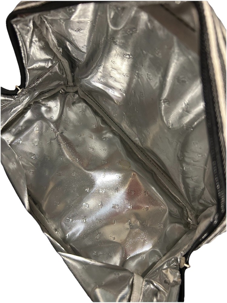 BALORAY Striped Insulated Lunch Bag Black White Zipper Lid Rectangular Handle