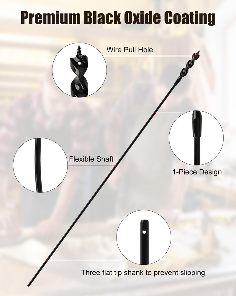 AOKLIT Flexible Installer Drill Bit for Wire Pulling, 36 Inch Extra Long 36”
