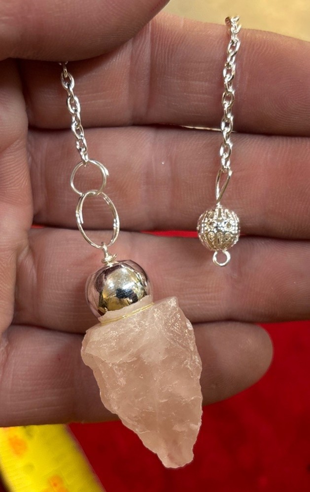Raw Rose Quartz pendulum