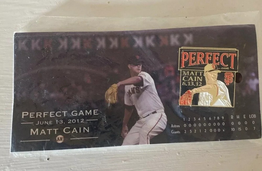 Matt Cain perfect game pin SF Giants SGA