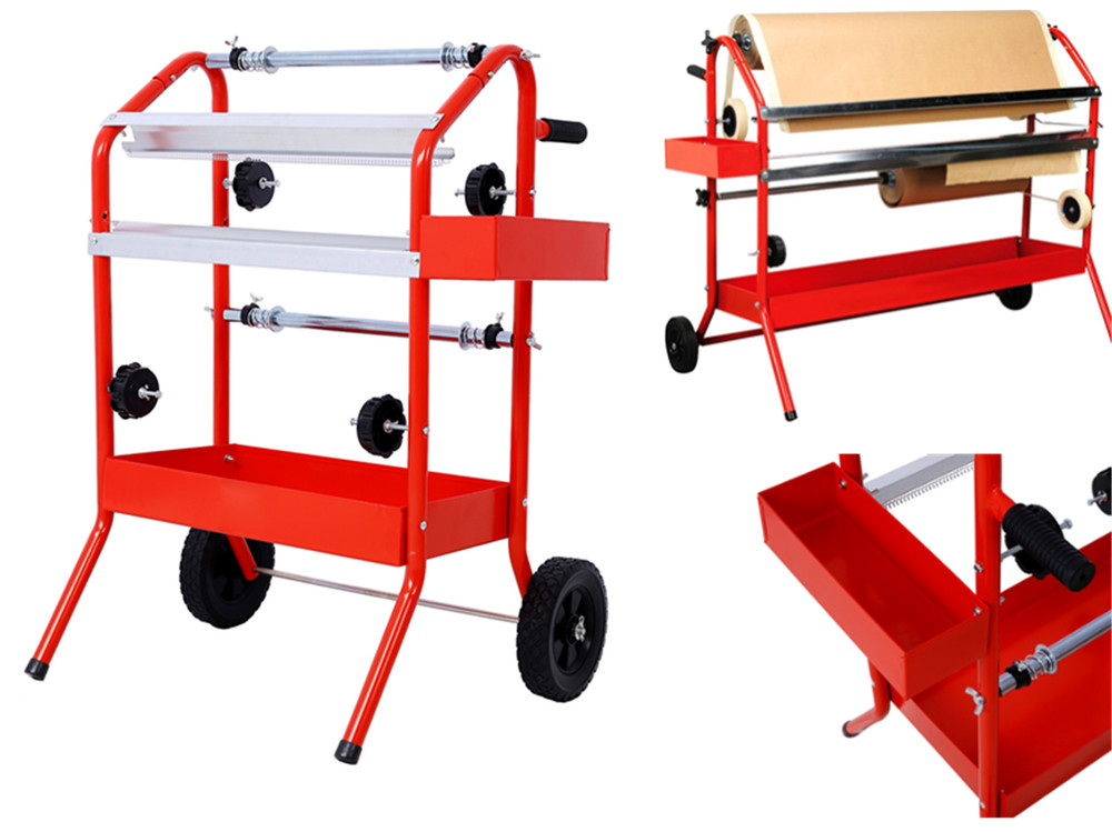 Mobile 18" Multi-Roll Masking Paper Machine with Storage Trays Auto Body Paint