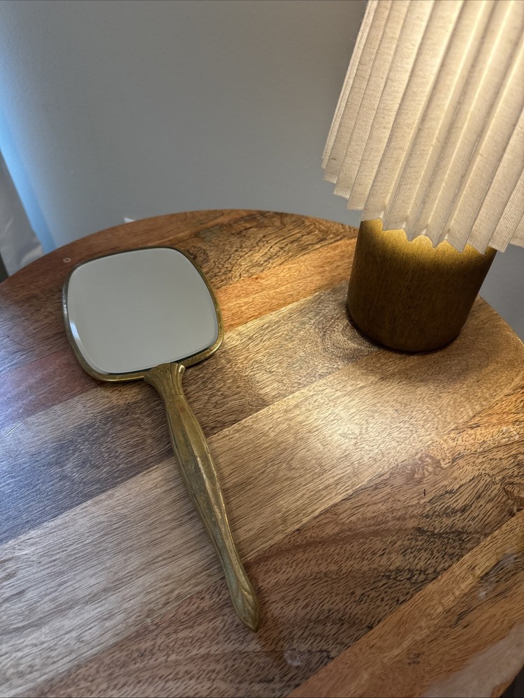 Vintage Handheld Vanity Mirror with Floral Design