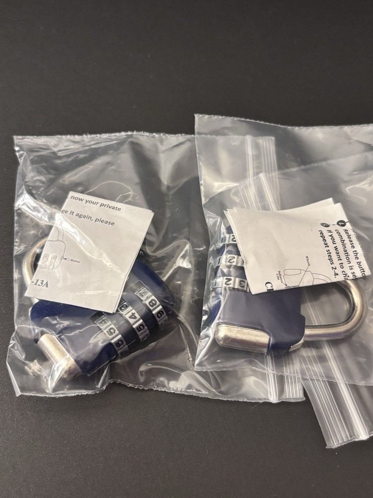 blue 4-digit resettable combination padlocks, suitable for securing gym lockers