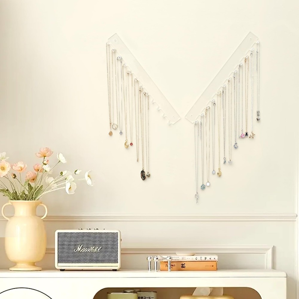 milylove Acrylic Necklace Holder 2 Pack Wall Mounted Clear 11.8" 2pcs