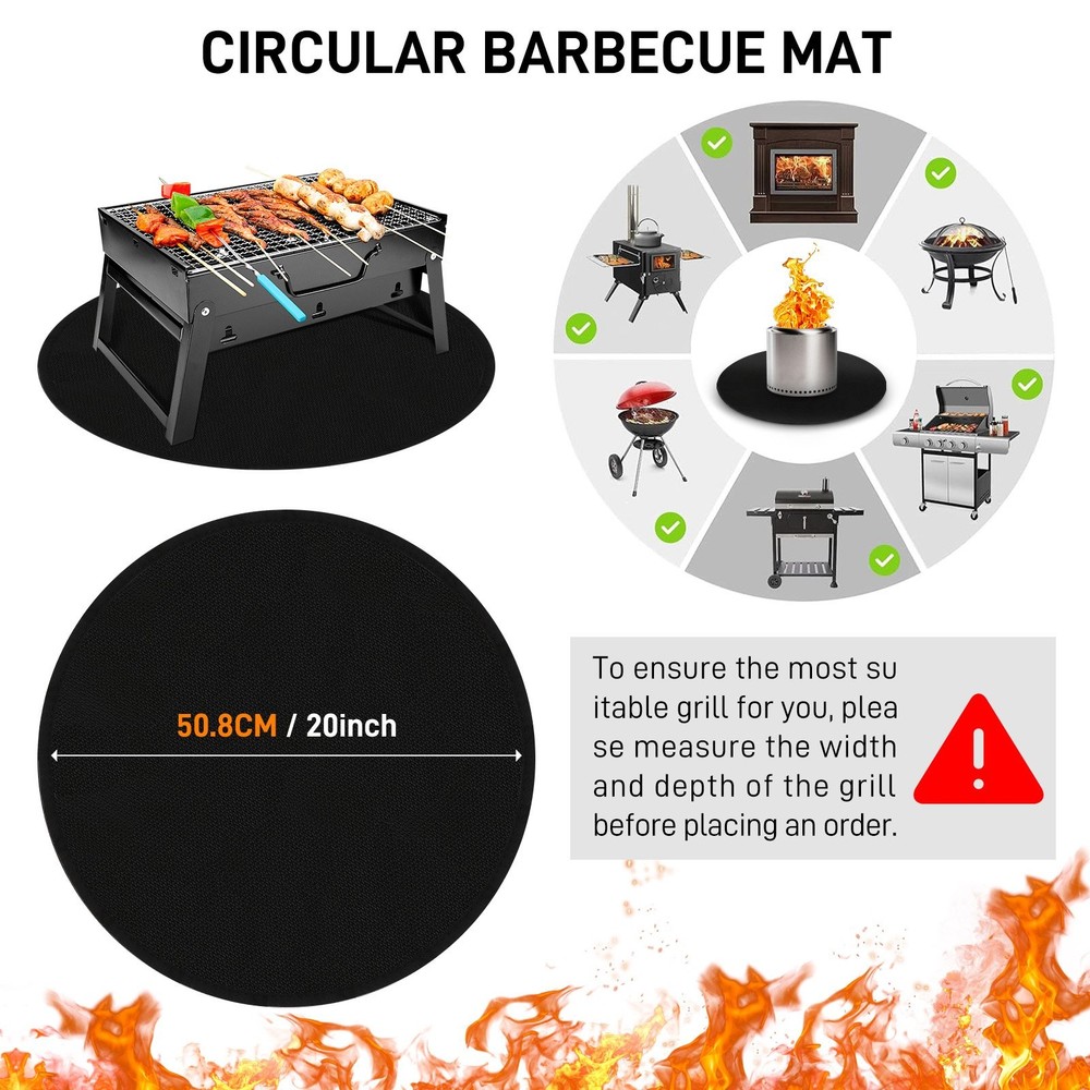 20 inch Fire Pit Mat Round 4 Layer Under Grill Mat Fireproof Fire Protector