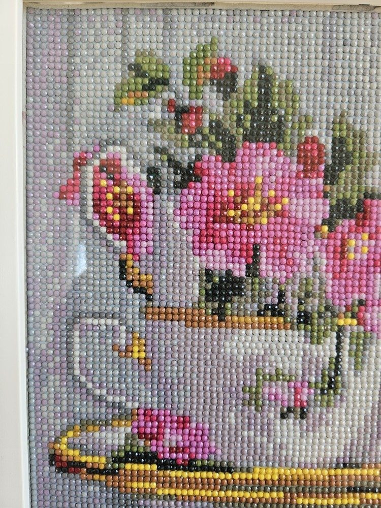 Framed Crystal Art Tea Cup Bouquet Picture