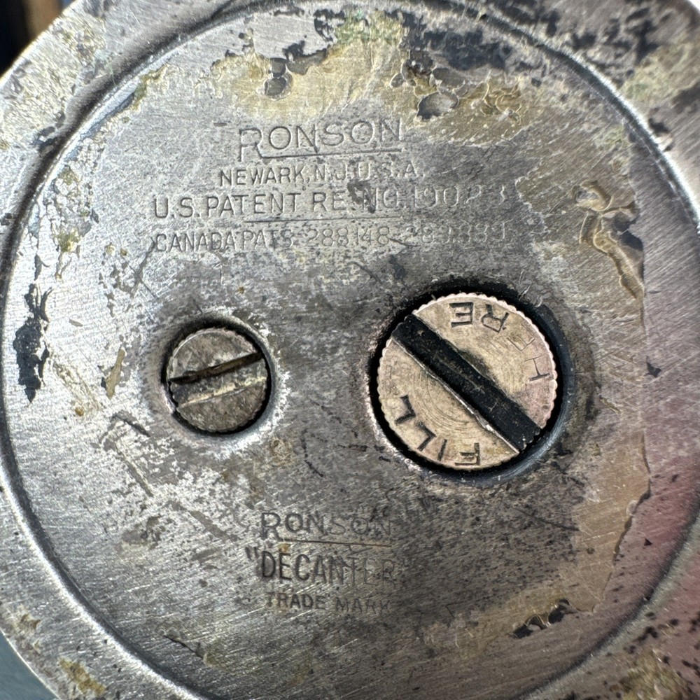 Silver Plate Ronson "DECANTER" Table Lighter Working Condition-VTG