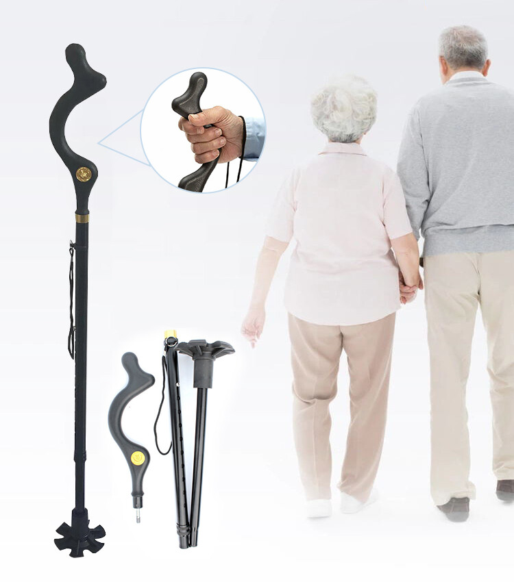 2pcs Collapsible Adjustable Walking Cane Stick Men&Women Posture Correcting Cane