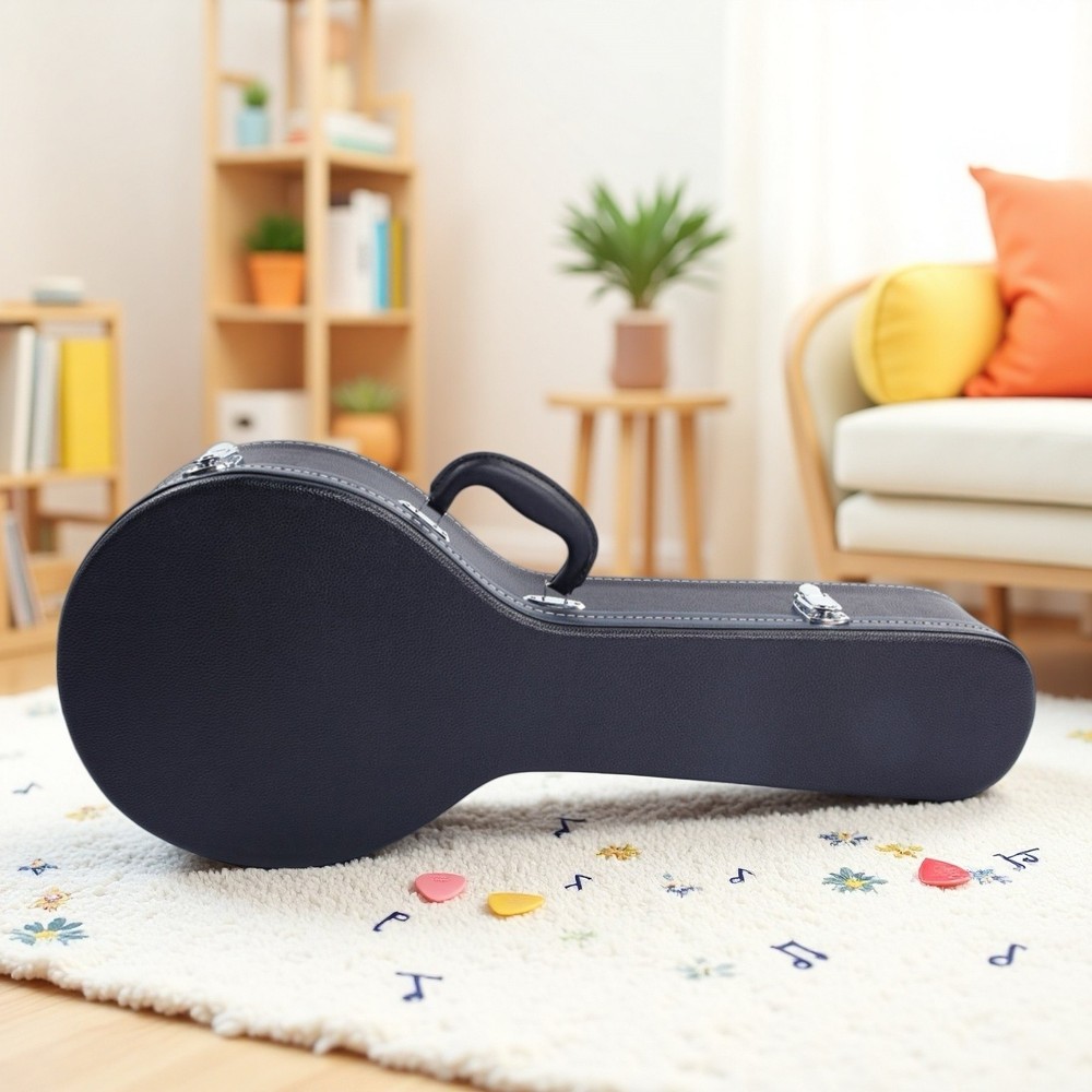A-Style Mandolin Hardshell Case - Contoured Padded Lockable Black Finish