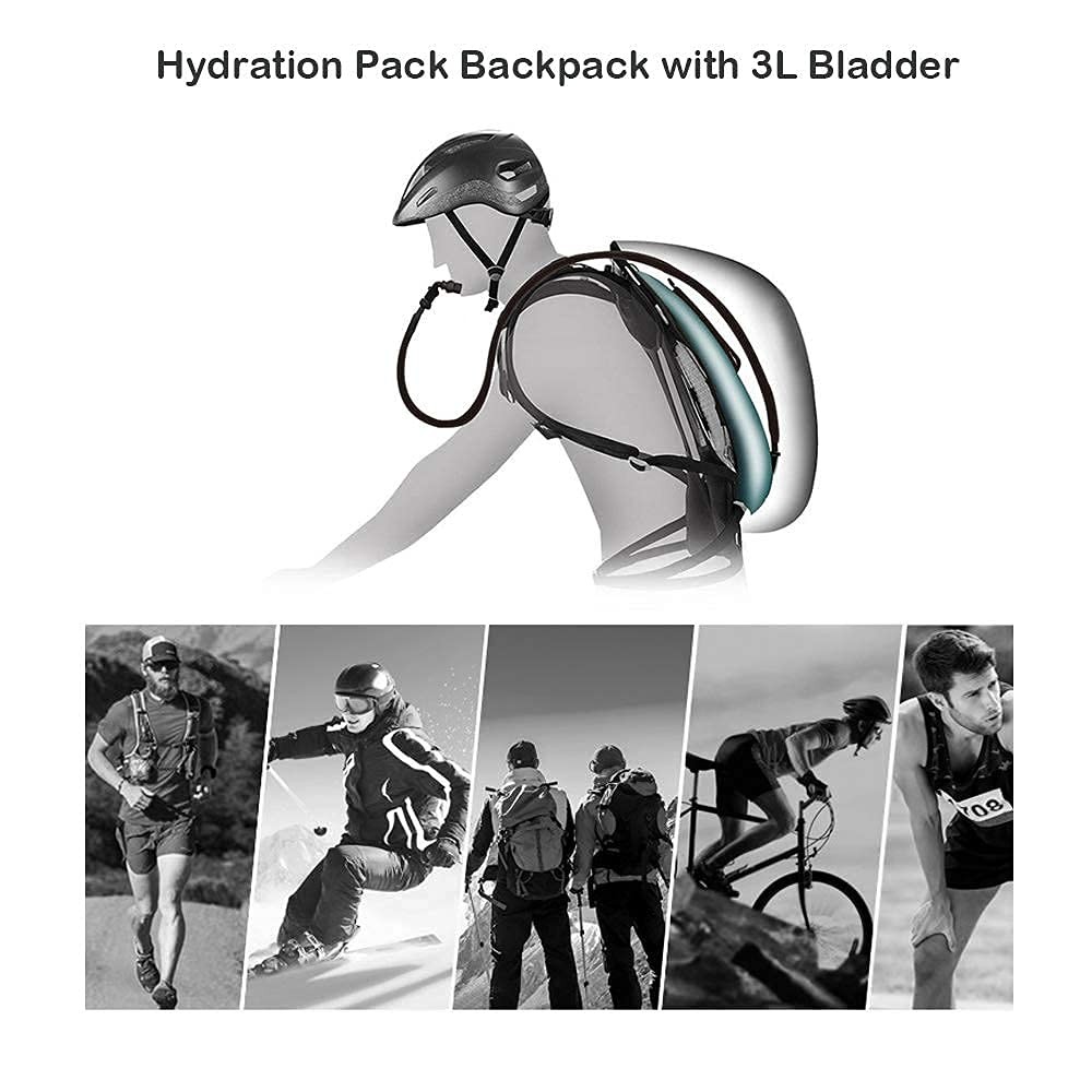 Water Backpack Black Hydration Backpack with 3 Liter Bladder Lightweight & Wa...