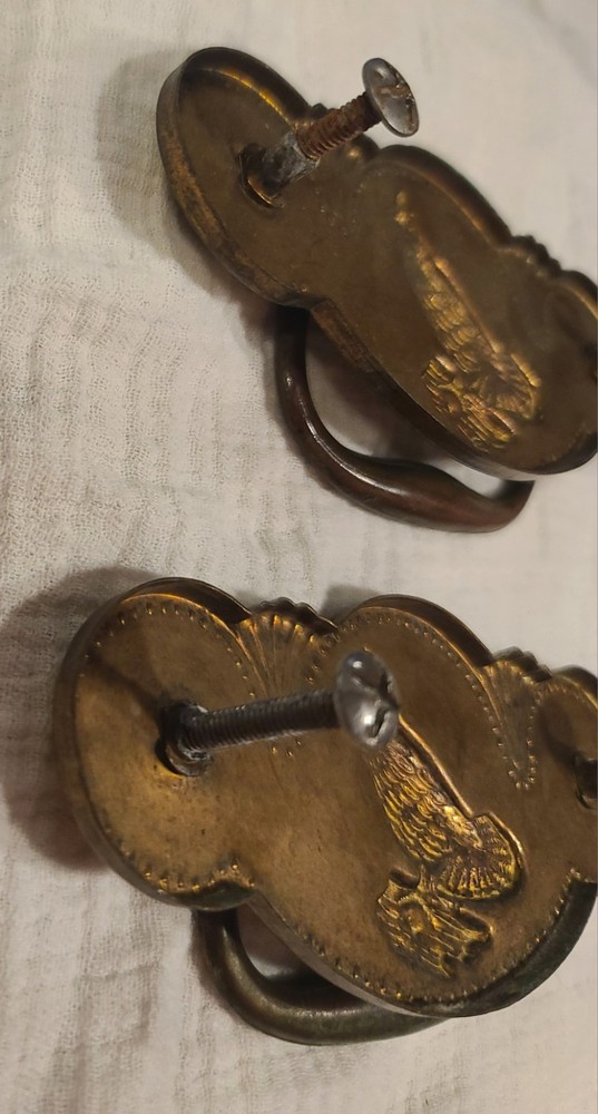 2 Vintage Ornamental Brass Drawer Pulls With Grouse Birds