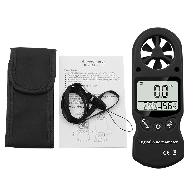Anemometer Mini Handheld Digital Temperature and Humidity Meter Anemometer