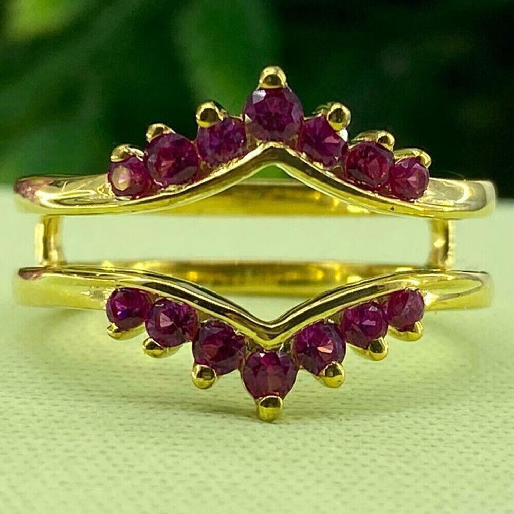 2Ct Round Cut Lab-Created Ruby Enhancer Anniversary Ring 14K Yellow Gold Plated