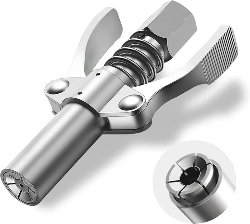 Grease Gun Coupler Double Handle High Pressure Quick Release Lock Oil Nozzles