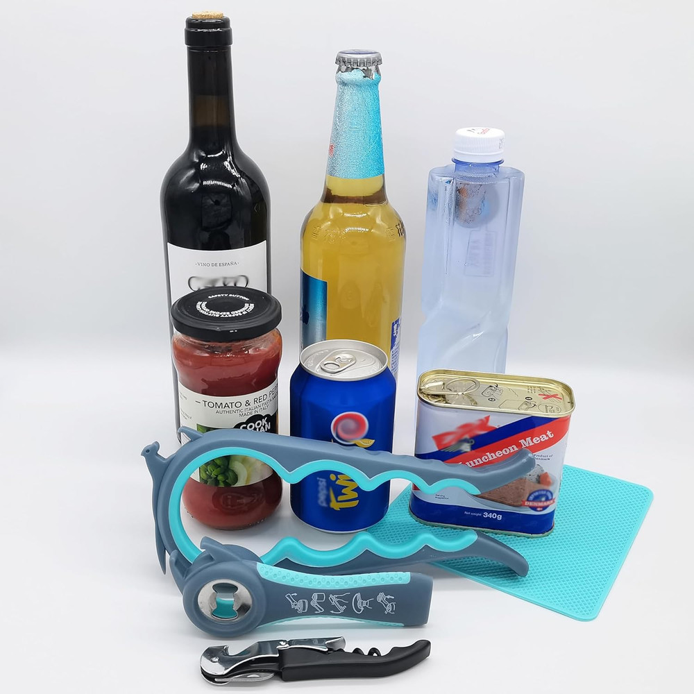 Otstar 6-In-1 Jar Opener & Bottle Opener Set for Weak Hands - Multi-Function Kit