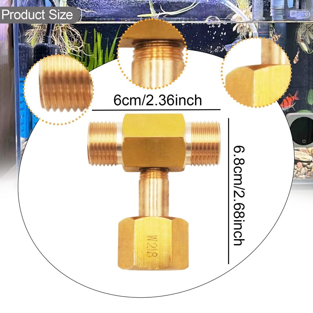 CO2 Tank Bottle Threaded Tee Fitting Adapter W21.8-14 Accessories with Gaskets