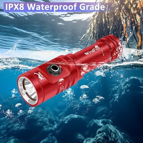 TS08 Dive Light Super Bright, Scuba Flashlight Rechargeable, IPX8 Red-TS08