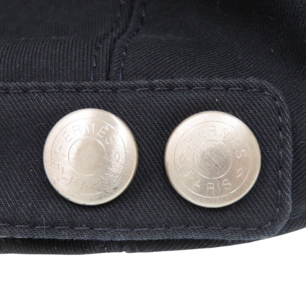 AUTHENTIC HERMES Nevada Super H cap hat Navy cotton