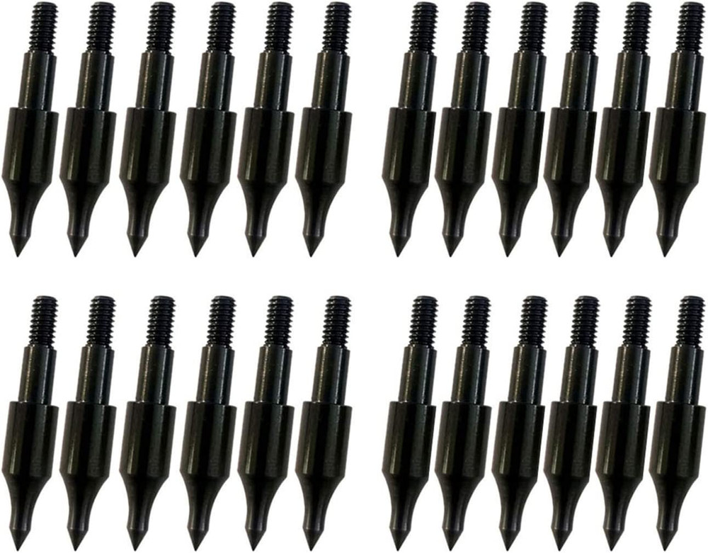 24 Pcs Steel 100 Grain Archery Arrow Field Points Field Tips - Practice Target &
