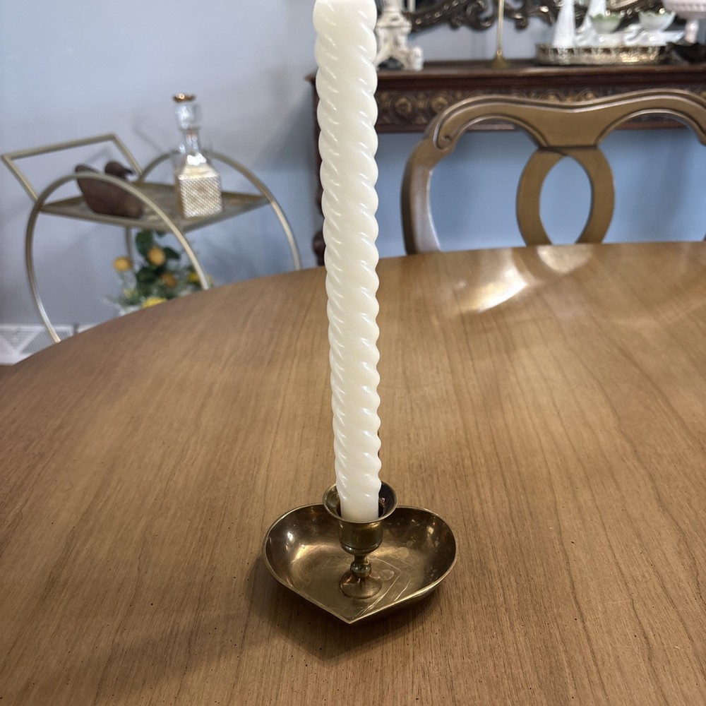 Vintage Brass Heart Candle Holder