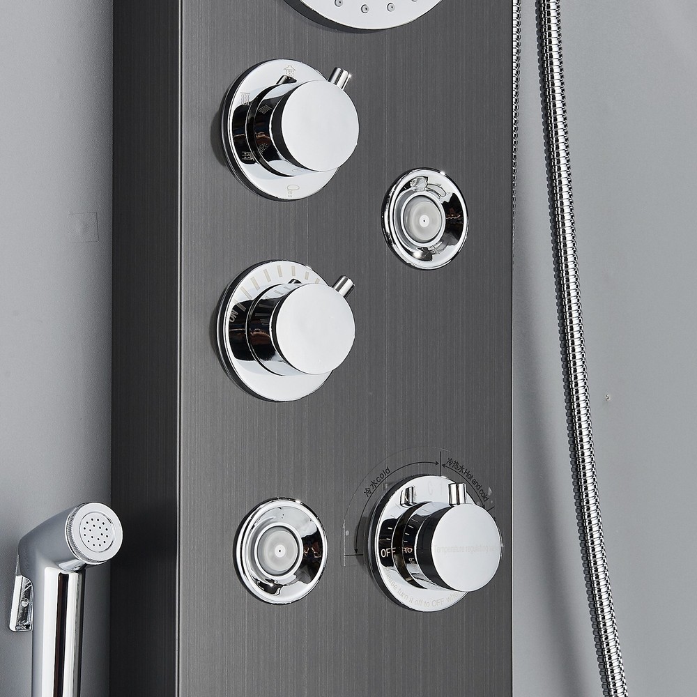 Stainless Steel Shower Panel Tower System LED Rainfall&Waterfall Massage Body
