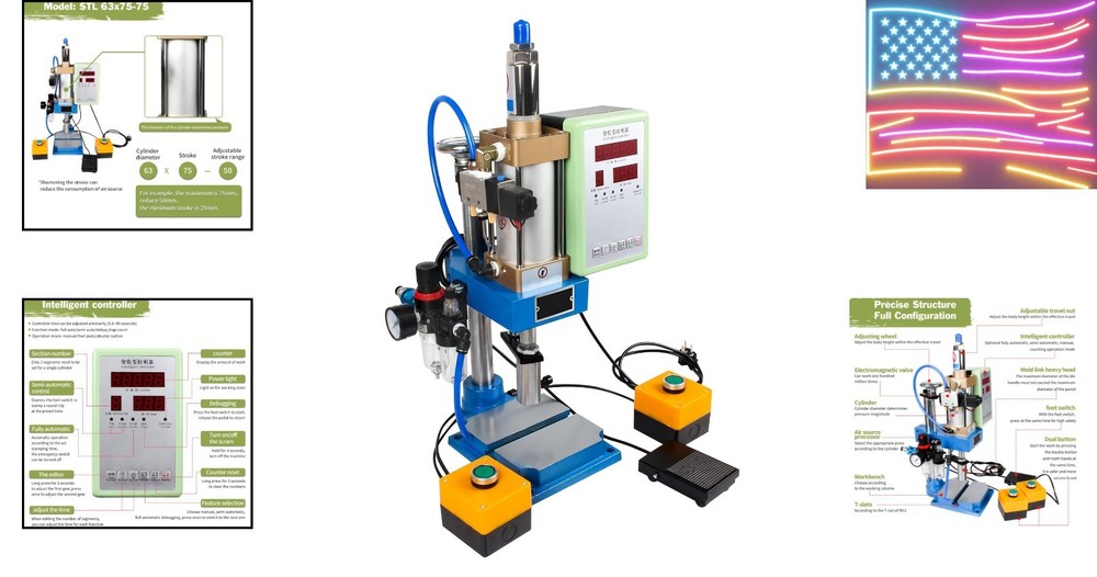 STL-63 110V Pneumatic Punch Press Machine with Controller and Double Button, ...