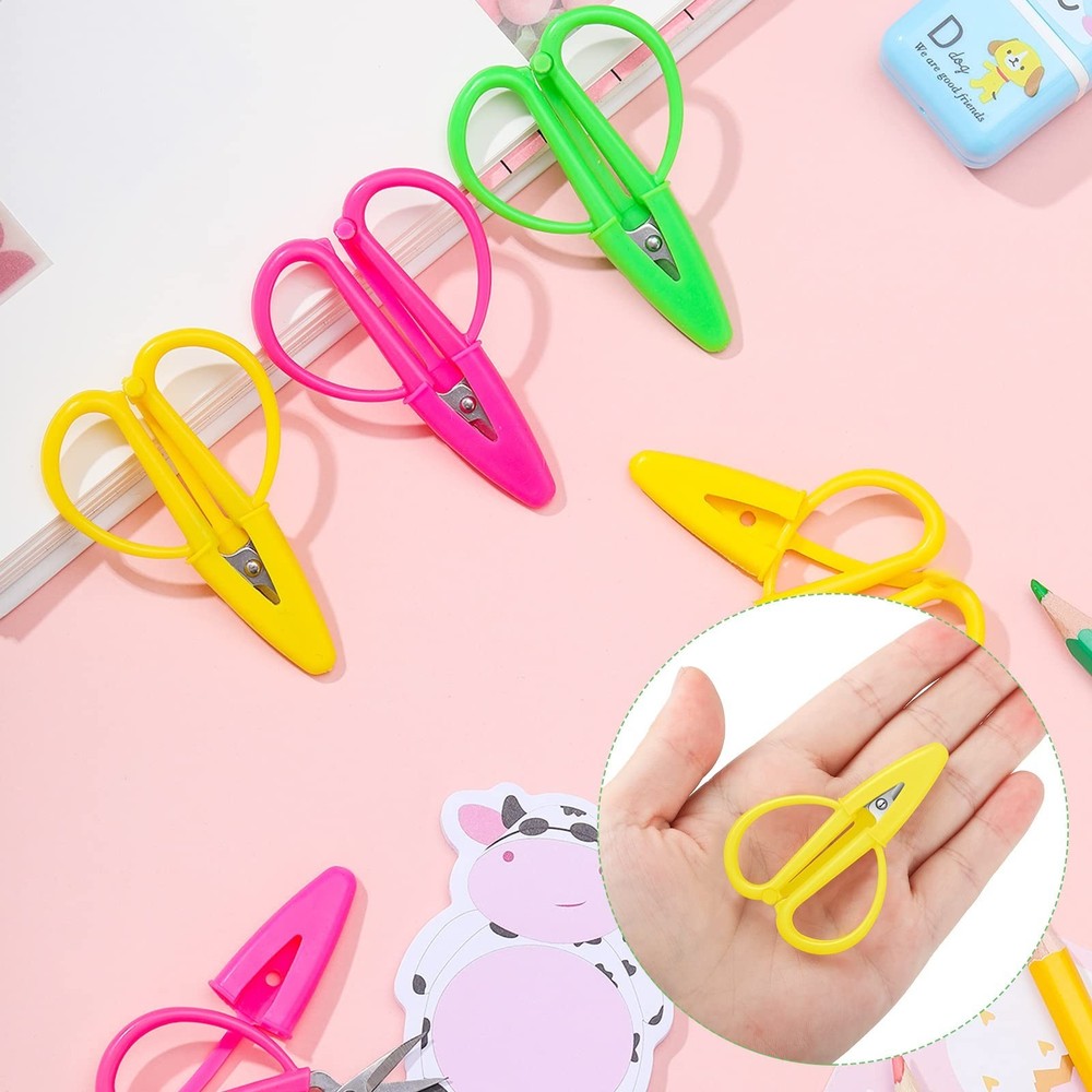 18 Pcs Mini Scissors Multicolor Tiny Scissors with Cover Portable Detail Sewing