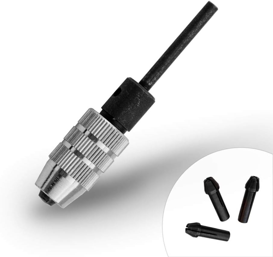 Micro Drill Chuck Adapter - Keyless, Lightweight, 3 Collets for Ultimate Control