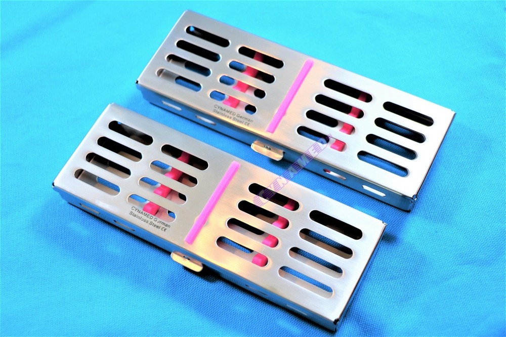 STERILIZATION CASSETTE WITH REMOVABLE SILICONE INSERTS 2PCS HOLDS 5 INSTRUMENTS