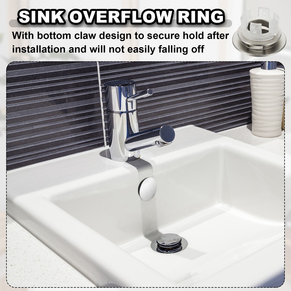 2Pcs Sink Overflow Ring, Sink Overflow Drain Cover, Bronze/White