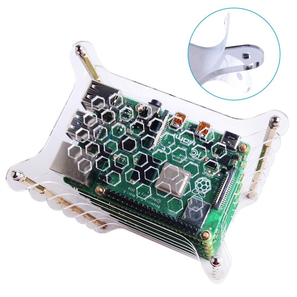 6 Layer Stackable Clear Acrylic Rack Case Heatsink Raspberry Pi 4 3 2