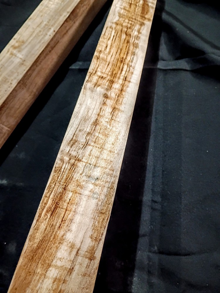 22" x 1 7/8" x 1 7/8" Light Spalted Curly Maple Turning Blank – Solid Cue / Tool