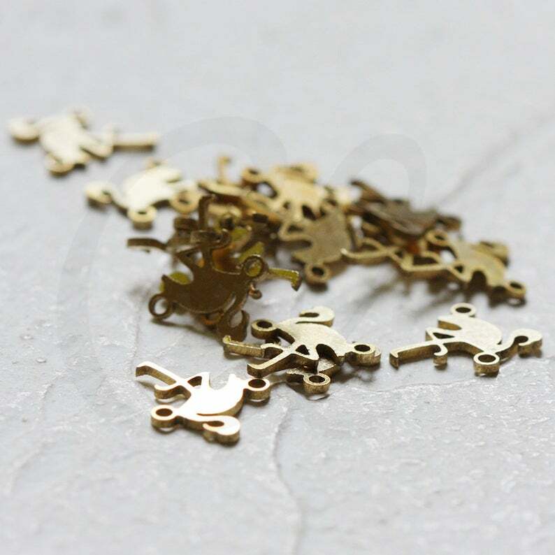 4 Pieces Laser Cut Solid Brass Bird Link - 12x10mm (CW-4344C)