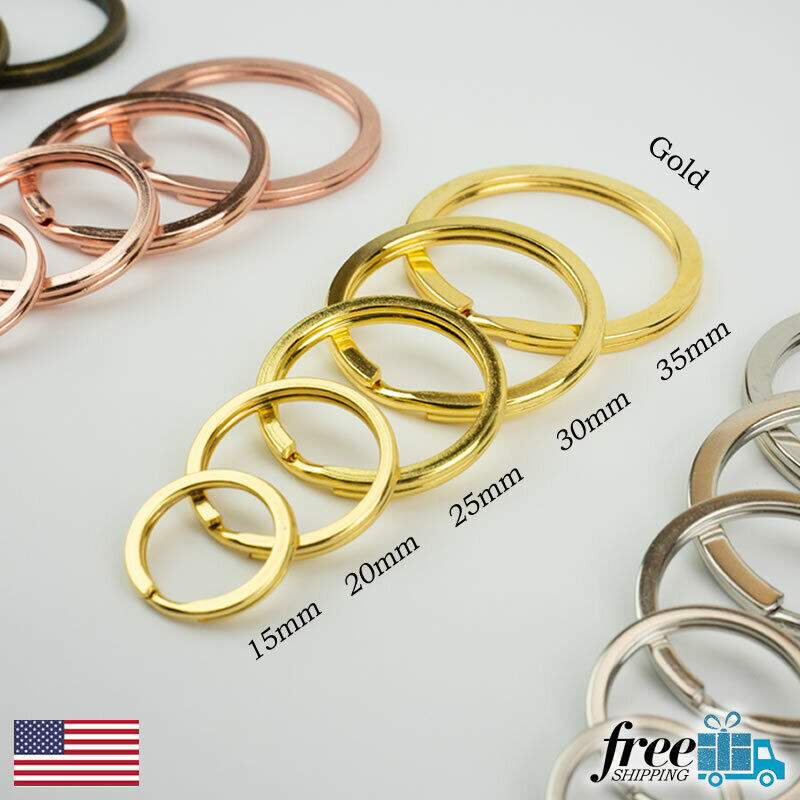 Split Ring Flat Surface Key Rings Double Loop Keychain Metal Plating