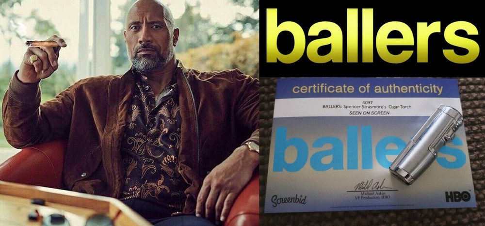 BALLERS Tv: Dwayne Johnson/Spencer Cigar Torch w/Studio COA