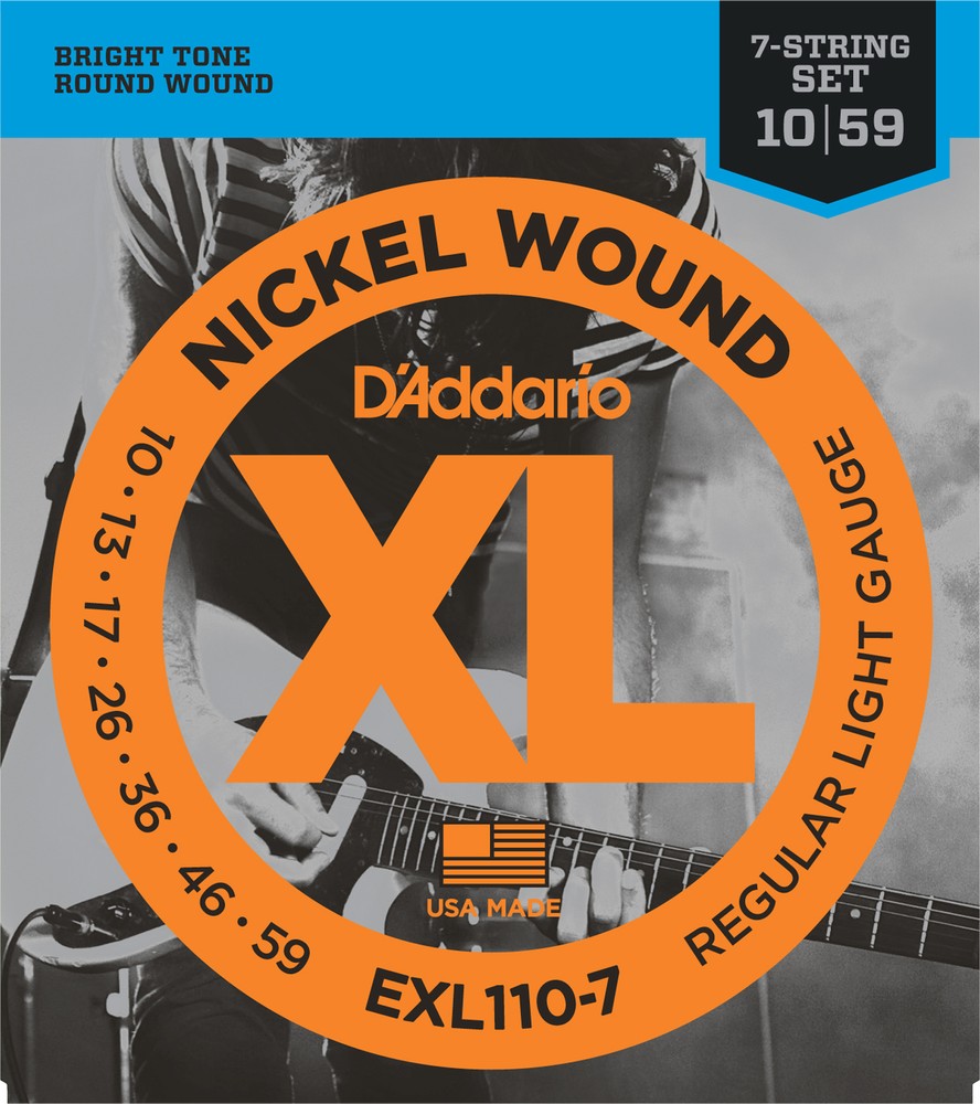 3 Sets D'Addario EXL110 7-String Nickel Regular Light Guitar Strings 10-59