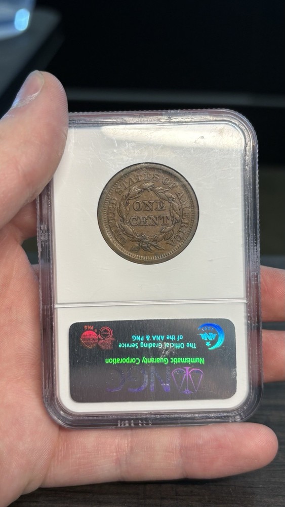 1850 AU50 large Cent NGC