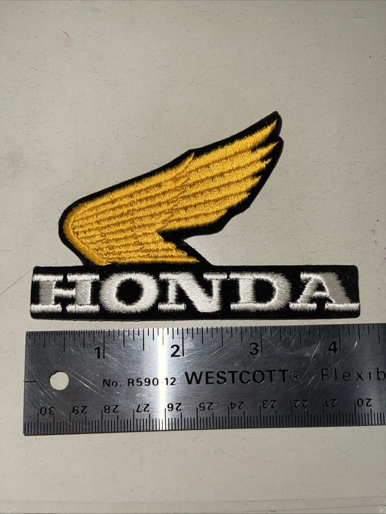 NEW Vintage "Honda Wing" Black Gold Embroidered Motorcycle Patch P111