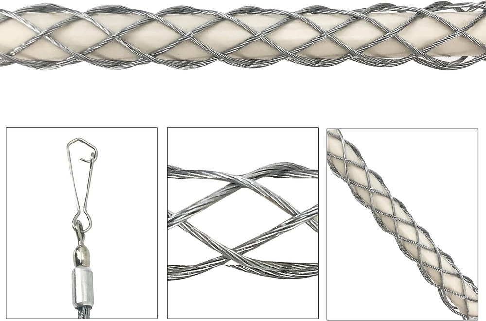 2pcs Eye Mesh Cable Grip Puller Galvanizing Cable Pulling Sock Grip Puller Rope